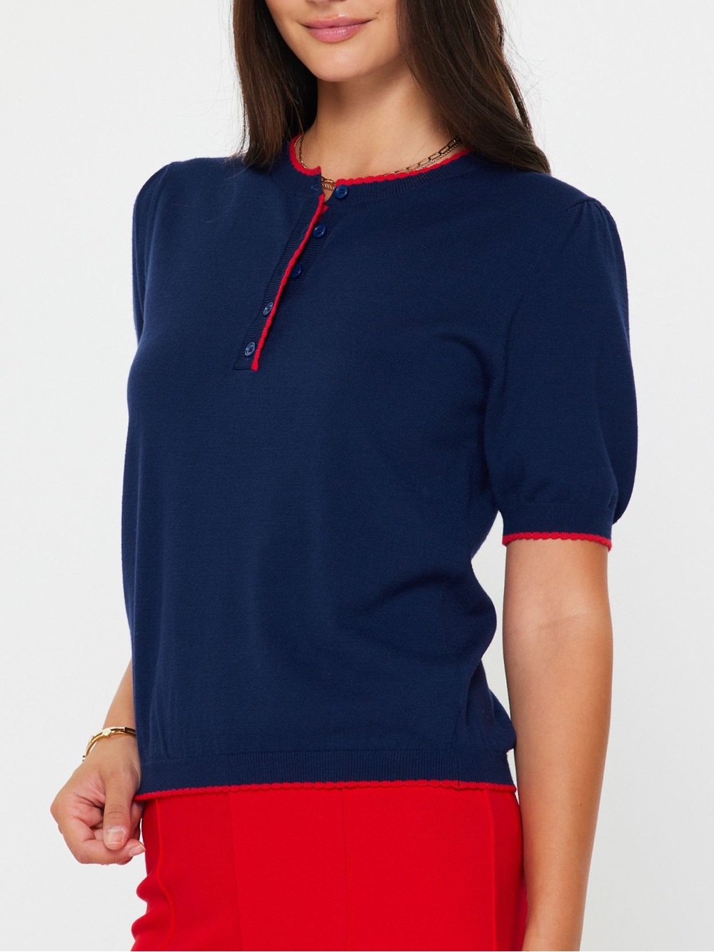 NWT, XS Current Air, Lisa, Short Sleeve Sweater, Navy, Heart Sweater